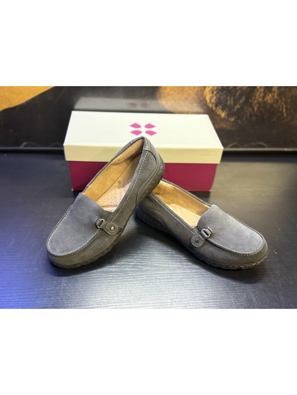 Naturalizer Rowan Women’s Grey Suede Comfort Loafers Shoes Size 7 M NIB